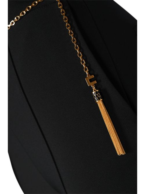 Pantaloni in crepe con catena gioiello Nero Elisabetta Franchi | PA14157E2110